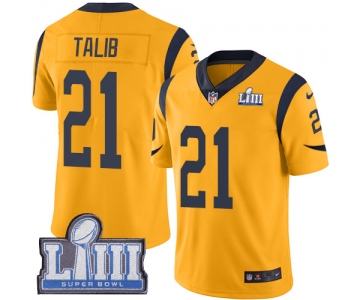 #21 Limited Aqib Talib Gold Nike NFL Men's Jersey Los Angeles Rams Rush Vapor Untouchable Super Bowl LIII Bound