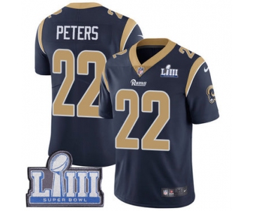 #22 Limited Marcus Peters Navy Blue Nike NFL Home Men's Jersey Los Angeles Rams Vapor Untouchable Super Bowl LIII Bound