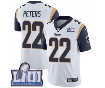 #22 Limited Marcus Peters White Nike NFL Road Men's Jersey Los Angeles Rams Vapor Untouchable Super Bowl LIII Bound