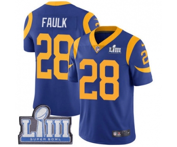#28 Limited Marshall Faulk Royal Blue Nike NFL Alternate Men's Jersey Los Angeles Rams Vapor Untouchable Super Bowl LIII Bound