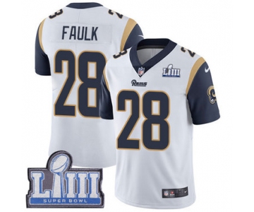 #28 Limited Marshall Faulk White Nike NFL Road Men's Jersey Los Angeles Rams Vapor Untouchable Super Bowl LIII Bound