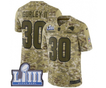 #30 Limited Todd Gurley Camo Nike NFL Men's Jersey Los Angeles Rams 2018 Salute to Service Super Bowl LIII Bound