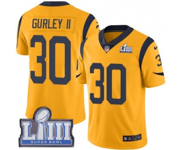 #30 Limited Todd Gurley Gold Nike NFL Men's Jersey Los Angeles Rams Rush Vapor Untouchable Super Bowl LIII Bound