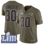 #30 Limited Todd Gurley Olive Nike NFL Men's Jersey Los Angeles Rams 2017 Salute to Service Super Bowl LIII Bound