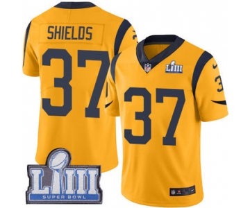 #37 Limited Sam Shields Gold Nike NFL Men's Jersey Los Angeles Rams Rush Vapor Untouchable Super Bowl LIII Bound