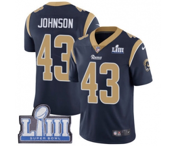 #43 Limited John Johnson Navy Blue Nike NFL Home Men's Jersey Los Angeles Rams Vapor Untouchable Super Bowl LIII Bound