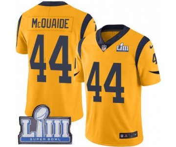 #44 Limited Jacob McQuaide Gold Nike NFL Men's Jersey Los Angeles Rams Rush Vapor Untouchable Super Bowl LIII Bound