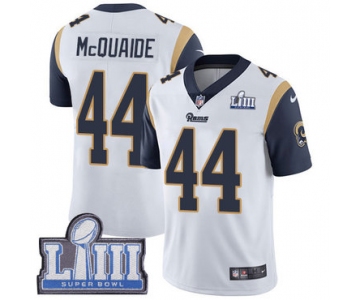 #44 Limited Jacob McQuaide White Nike NFL Road Men's Jersey Los Angeles Rams Vapor Untouchable Super Bowl LIII Bound