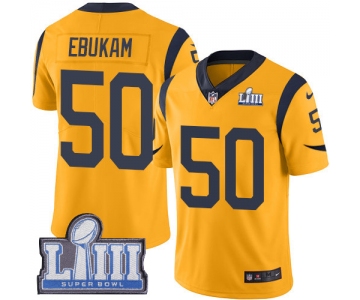 #50 Limited Samson Ebukam Gold Nike NFL Men's Jersey Los Angeles Rams Rush Vapor Untouchable Super Bowl LIII Bound