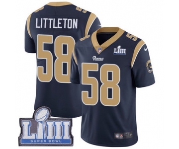 #58 Limited Cory Littleton Navy Blue Nike NFL Home Men's Jersey Los Angeles Rams Vapor Untouchable Super Bowl LIII Bound