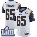 #65 Limited John Sullivan White Nike NFL Road Men's Jersey Los Angeles Rams Vapor Untouchable Super Bowl LIII Bound