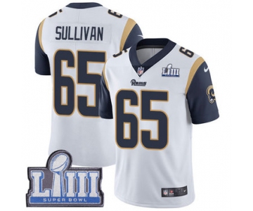 #65 Limited John Sullivan White Nike NFL Road Men's Jersey Los Angeles Rams Vapor Untouchable Super Bowl LIII Bound