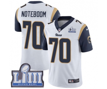 #70 Limited Joseph Noteboom White Nike NFL Road Men's Jersey Los Angeles Rams Vapor Untouchable Super Bowl LIII Bound