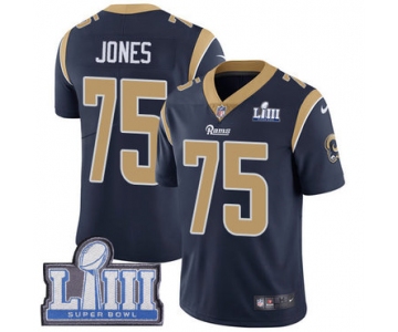 #75 Limited Deacon Jones Navy Blue Nike NFL Home Men's Jersey Los Angeles Rams Vapor Untouchable Super Bowl LIII Bound