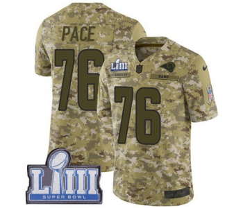 #76 Limited Orlando Pace Camo Nike NFL Men's Jersey Los Angeles Rams 2018 Salute to Service Super Bowl LIII Bound