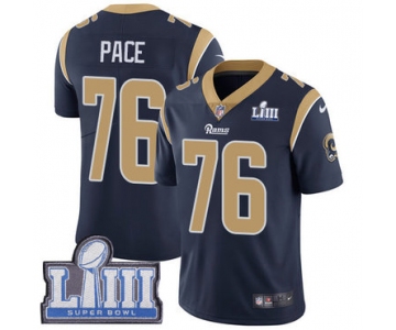 #76 Limited Orlando Pace Navy Blue Nike NFL Home Men's Jersey Los Angeles Rams Vapor Untouchable Super Bowl LIII Bound