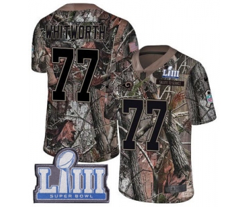 #77 Limited Andrew Whitworth Camo Nike NFL Men's Jersey Los Angeles Rams Rush Realtree Super Bowl LIII Bound