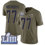 #77 Limited Andrew Whitworth Olive Nike NFL Men's Jersey Los Angeles Rams 2017 Salute to Service Super Bowl LIII Bound