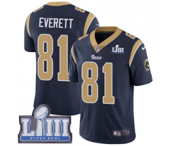 #81 Limited Gerald Everett Navy Blue Nike NFL Home Men's Jersey Los Angeles Rams Vapor Untouchable Super Bowl LIII Bound