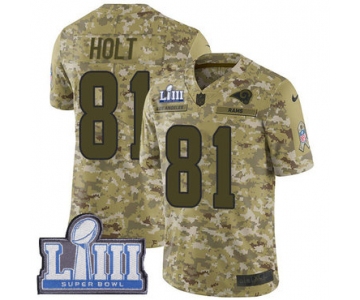 #81 Limited Torry Holt Camo Nike NFL Men's Jersey Los Angeles Rams 2018 Salute to Service Super Bowl LIII Bound