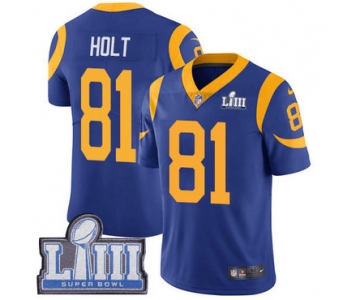 #81 Limited Torry Holt Royal Blue Nike NFL Alternate Men's Jersey Los Angeles Rams Vapor Untouchable Super Bowl LIII Bound
