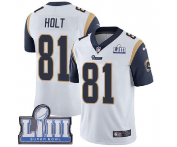 #81 Limited Torry Holt White Nike NFL Road Men's Jersey Los Angeles Rams Vapor Untouchable Super Bowl LIII Bound