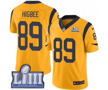 #89 Limited Tyler Higbee Gold Nike NFL Men's Jersey Los Angeles Rams Rush Vapor Untouchable Super Bowl LIII Bound