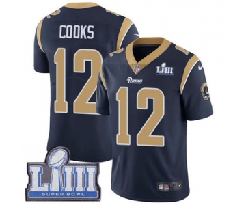 Men's Los Angeles Rams #12 Brandin Cooks Navy Blue Nike NFL Home Vapor Untouchable Super Bowl LIII Bound Limited Jersey