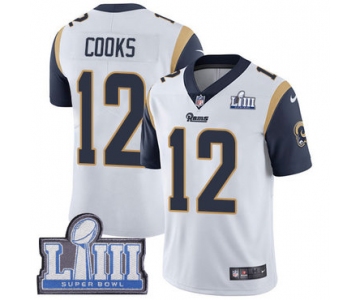 Men's Los Angeles Rams #12 Brandin Cooks White Nike NFL Road Vapor Untouchable Super Bowl LIII Bound Limited Jersey