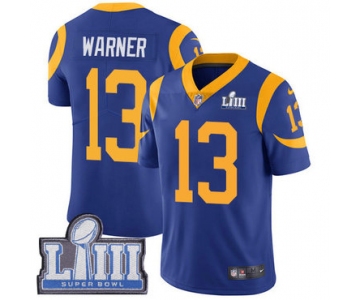 Men's Los Angeles Rams #13 Kurt Warner Royal Blue Nike NFL Alternate Vapor Untouchable Super Bowl LIII Bound Limited Jersey