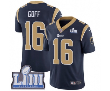 Men's Los Angeles Rams #16 Jared Goff Navy Blue Nike NFL Home Vapor Untouchable Super Bowl LIII Bound Limited Jersey