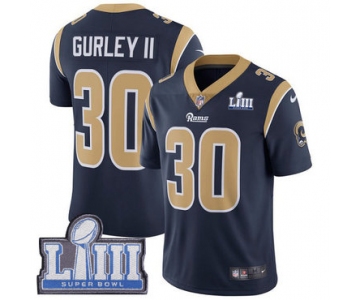 Men's Los Angeles Rams #30 Todd Gurley Navy Blue Nike NFL Home Vapor Untouchable Super Bowl LIII Bound Limited  Jersey