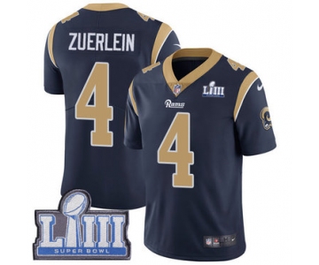 Men's Los Angeles Rams #4 Greg Zuerlein Navy Blue Nike NFL Home Vapor Untouchable Super Bowl LIII Bound Limited Jersey