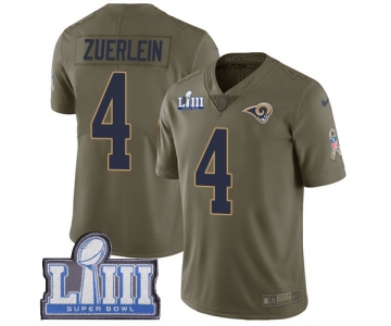 Men's Los Angeles Rams #4 Greg Zuerlein Olive Nike NFL 2017 Salute to Service Super Bowl LIII Bound Limited Jersey