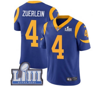 Men's Los Angeles Rams #4 Greg Zuerlein Royal Blue Nike NFL Alternate Vapor Untouchable Super Bowl LIII Bound Limited Jersey