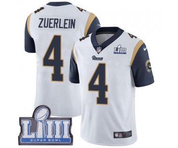 Men's Los Angeles Rams #4 Greg Zuerlein White Nike NFL Road Vapor Untouchable Super Bowl LIII Bound Limited Jersey