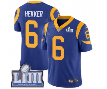 Men's Los Angeles Rams #6 Johnny Hekker Royal Blue Nike NFL Alternate Vapor Untouchable Super Bowl LIII Bound Limited Jersey