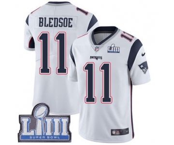 #11 Limited Drew Bledsoe White Nike NFL Road Men's Jersey New England Patriots Vapor Untouchable Super Bowl LIII Bound