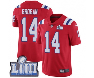 #14 Limited Steve Grogan Red Nike NFL Alternate Men's Jersey New England Patriots Vapor Untouchable Super Bowl LIII Bound