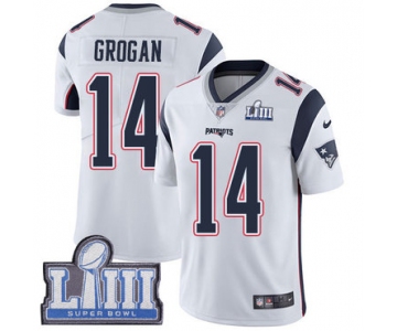 #14 Limited Steve Grogan White Nike NFL Road Men's Jersey New England Patriots Vapor Untouchable Super Bowl LIII Bound