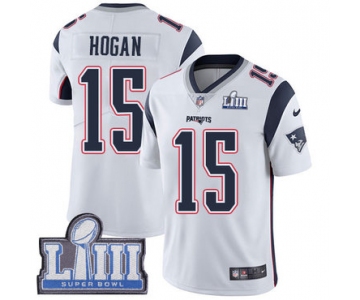 #15 Limited Chris Hogan White Nike NFL Road Men's Jersey New England Patriots Vapor Untouchable Super Bowl LIII Bound