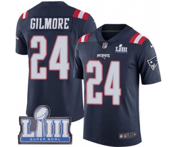 #24 Limited Stephon Gilmore Navy Blue Nike NFL Men's Jersey New England Patriots Rush Vapor Untouchable Super Bowl LIII Bound