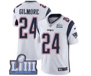 #24 Limited Stephon Gilmore White Nike NFL Road Men's Jersey New England Patriots Vapor Untouchable Super Bowl LIII Bound