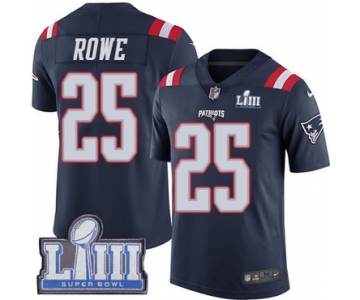 #25 Limited Eric Rowe Navy Blue Nike NFL Men's Jersey New England Patriots Rush Vapor Untouchable Super Bowl LIII Bound