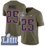 #25 Limited Eric Rowe Olive Nike NFL Men's Jersey New England Patriots 2017 Salute to Service Super Bowl LIII Bound