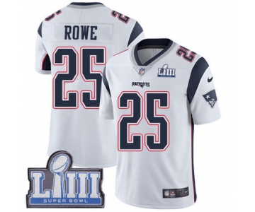 #25 Limited Eric Rowe White Nike NFL Road Men's Jersey New England Patriots Vapor Untouchable Super Bowl LIII Bound
