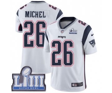 #26 Limited Sony Michel White Nike NFL Road Men's Jersey New England Patriots Vapor Untouchable Super Bowl LIII Bound