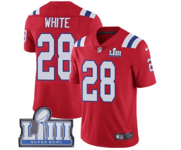 #28 Limited James White Red Nike NFL Alternate Men's Jersey New England Patriots Vapor Untouchable Super Bowl LIII Bound