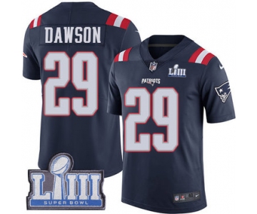 #29 Limited Duke Dawson Navy Blue Nike NFL Men's Jersey New England Patriots Rush Vapor Untouchable Super Bowl LIII Bound