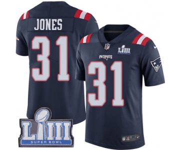 #31 Limited Jonathan Jones Navy Blue Nike NFL Men's Jersey New England Patriots Rush Vapor Untouchable Super Bowl LIII Bound